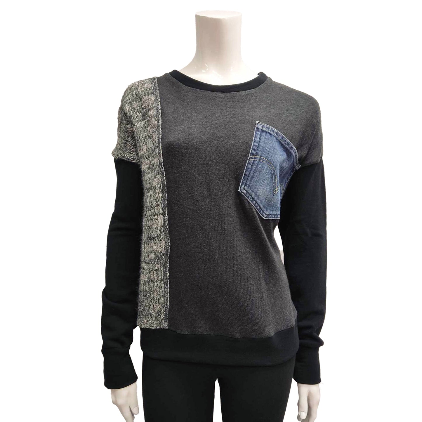 Upcycled sweater for women - STOCKHOLM|L Lt Grey/Gey