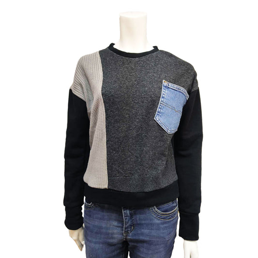 Upcycled sweater for women - STOCKHOLM|S Beige/Charcoal