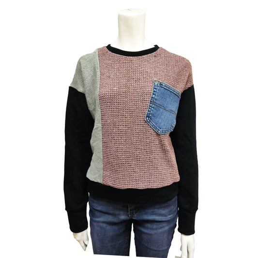 Upcycled sweater for women - STOCKHOLM|S Grey/Burgundy