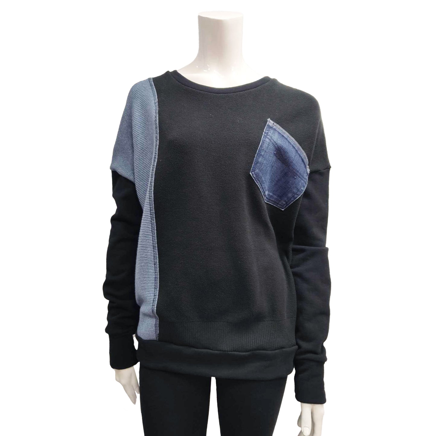 Upcycled Sweater for Women - STOCKHOLM | XL| Denim/Blk